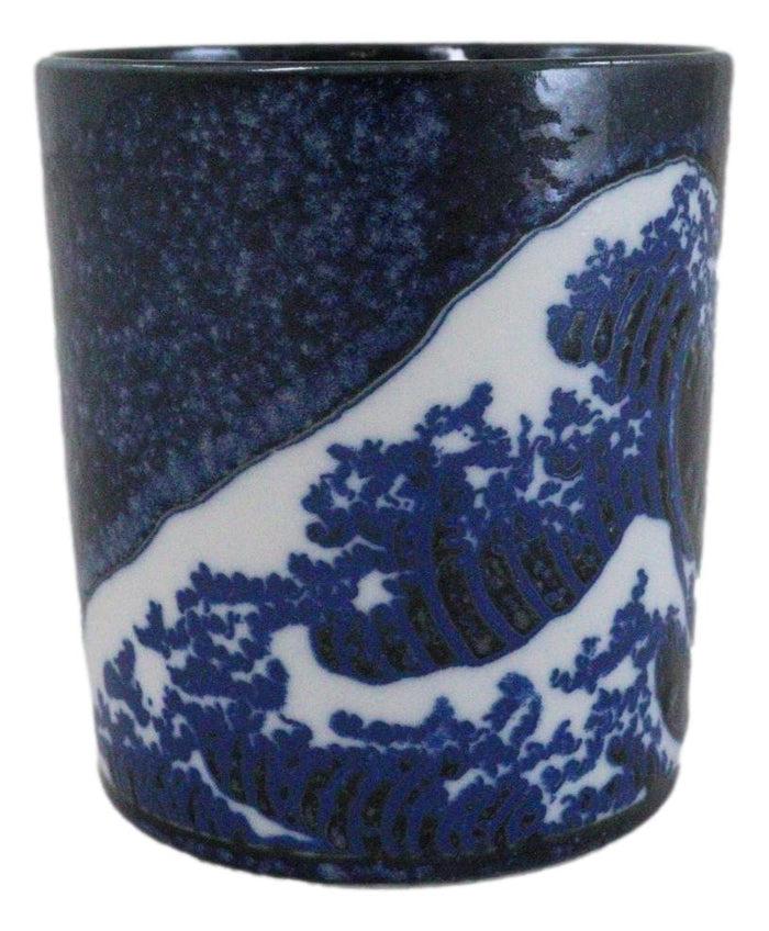Ebros Gift Pack Of 4 Made In Japan Navy Blue Japanese Hokusai Great Wave Of Kanagawa Mugs