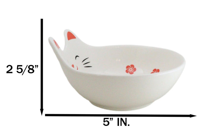 Ebros Gift Pack Of 4 Maneki Neko Lucky Cat Small 4.75" D Appetizer Coupe Plate Dish Bowls