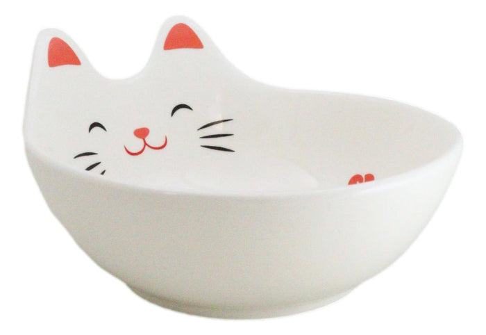 Ebros Gift Pack Of 4 Maneki Neko Lucky Cat Small 4.75" D Appetizer Coupe Plate Dish Bowls