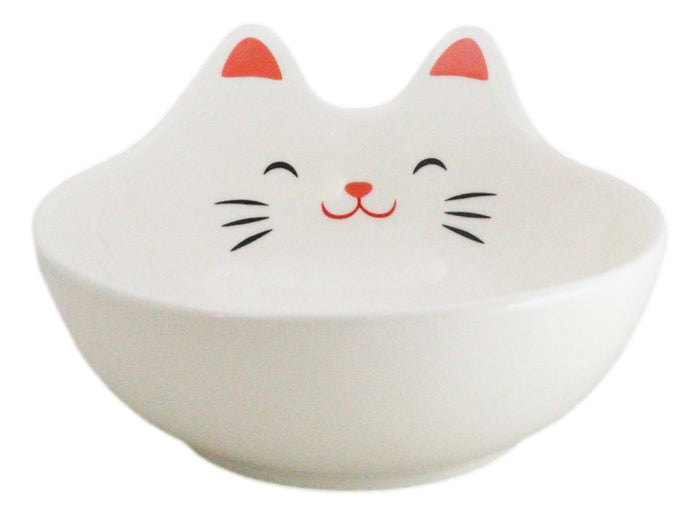 Ebros Gift Pack Of 4 Maneki Neko Lucky Cat Small 4.75" D Appetizer Coupe Plate Dish Bowls