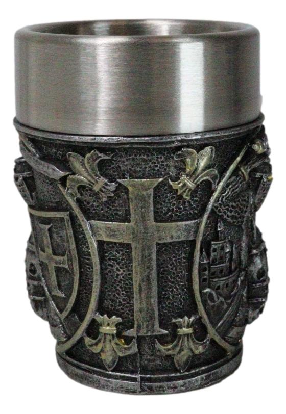 Ebros Gift Pack Of 4 Medieval Templar Crusader Knight Of The Cross Shooter Shot Glasses