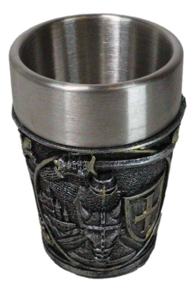 Ebros Gift Pack Of 4 Medieval Templar Crusader Knight Of The Cross Shooter Shot Glasses
