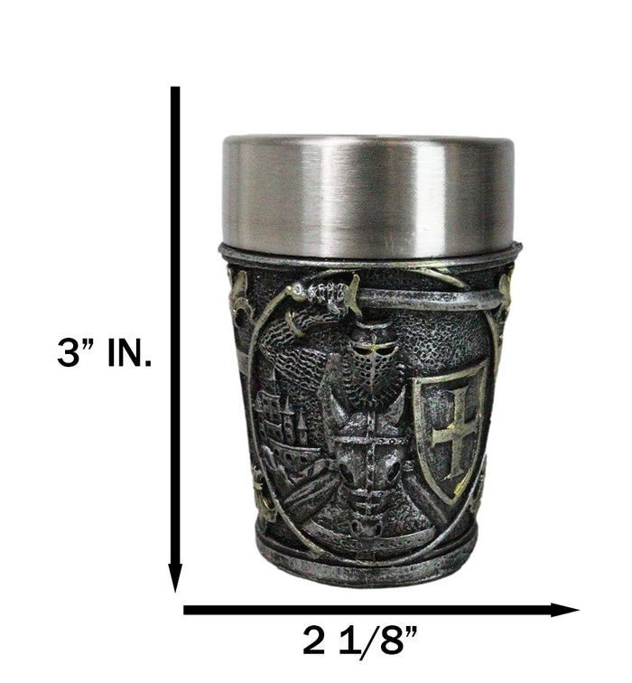 Ebros Gift Pack Of 4 Medieval Templar Crusader Knight Of The Cross Shooter Shot Glasses