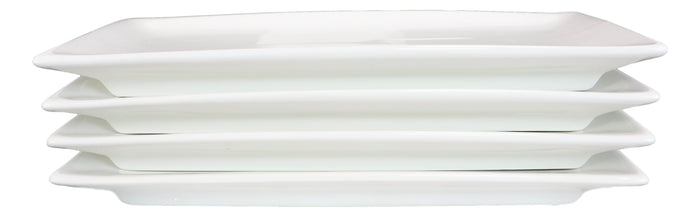 Ebros Gift Pack Of 4 Modern White Porcelain Sushi Appetizer Dessert Platter Plates 10"L