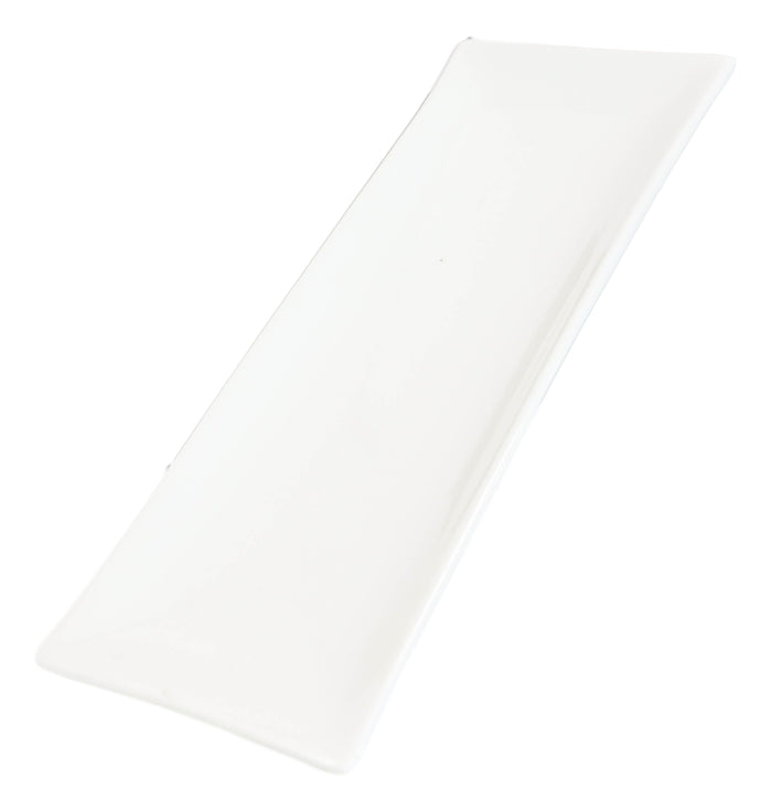 Ebros Gift Pack Of 4 Modern White Porcelain Sushi Appetizer Dessert Platter Plates 10"L