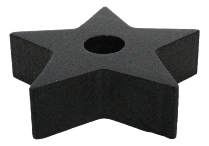Ebros Gift Pack Of 4 Occult Wicca Black Pentagram Star Small Candle Stick Holder Sculpture