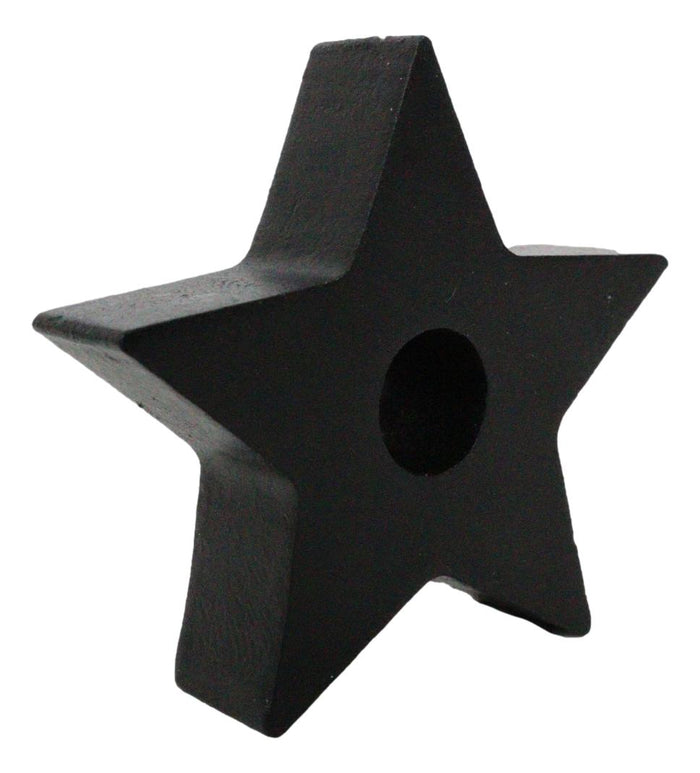 Ebros Gift Pack Of 4 Occult Wicca Black Pentagram Star Small Candle Stick Holder Sculpture