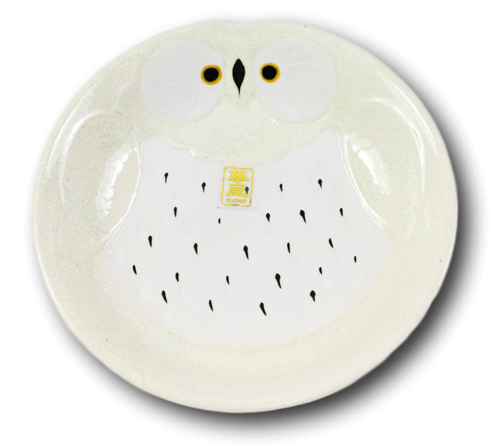 Ebros Gift Pack Of 4 White Whimsical Owl Ceramic Salad Entree Deep Plates Or Shallow Bowls