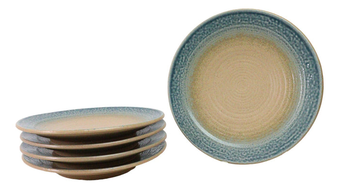 Ebros Gift Pack Of 5 Blue River Ao Nagashi Collection Large Round Dinner Plates 10" D