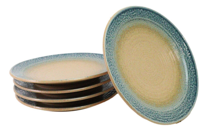 ebros gift Pack Of 5 Blue River Ao Nagashi Collection Large Round Dinner Plates 10" D