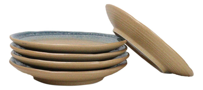 Ebros Gift Pack Of 5 Blue River Ao Nagashi Collection Porcelain Round Dinner Plates 8.75" D