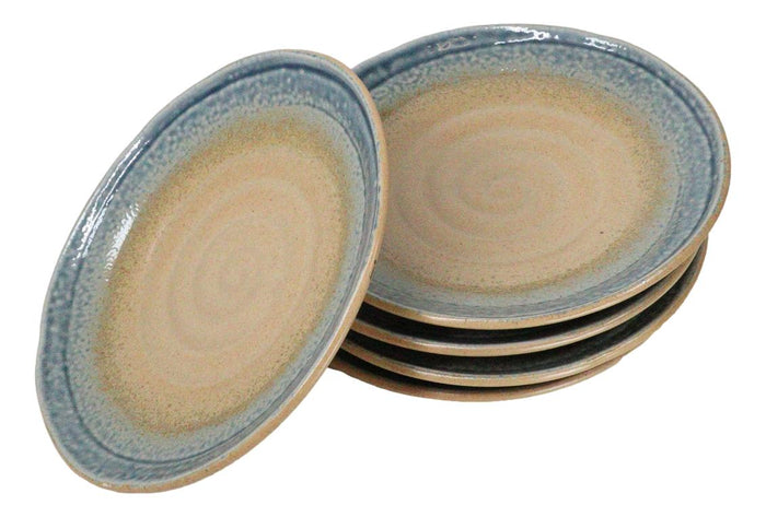 Ebros Gift Pack Of 5 Blue River Ao Nagashi Collection Porcelain Round Dinner Plates 8.75" D