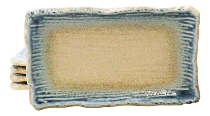 ebros gift Pack Of 5 Blue River Ao Nagashi Collection Rectangular Wavy Sushi Plates 8.75" L
