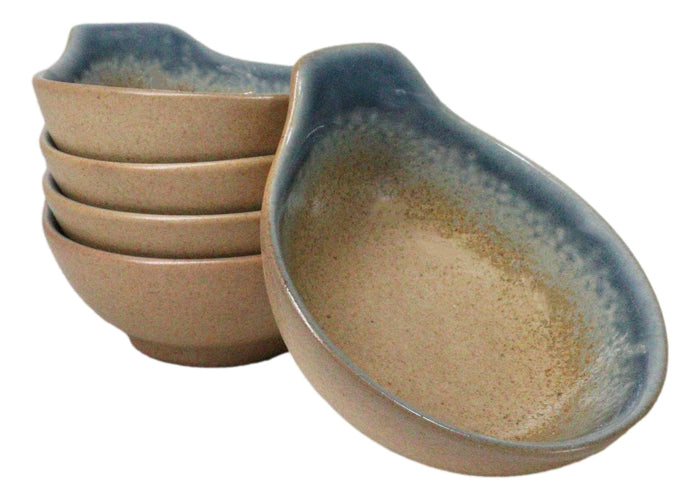 Ebros Gift Pack Of 5 Blue River Ao Nagashi Small Ponzu Miso Soup Bowls With Handle 5oz