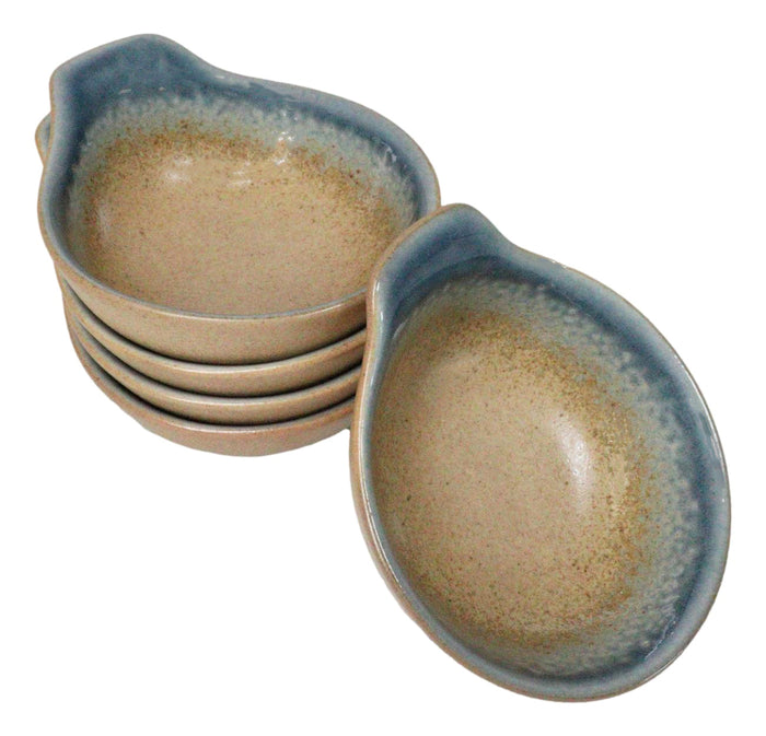 ebros gift Pack Of 5 Blue River Ao Nagashi Small Ponzu Miso Soup Bowls With Handle 5oz