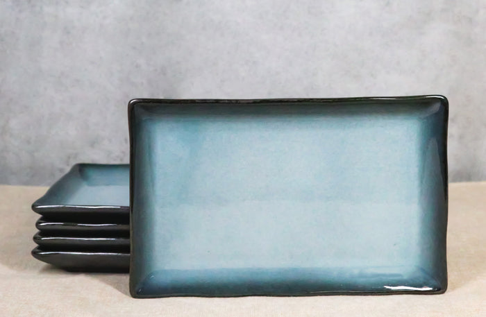 ebros gift Pack Of 5 Blue Sky And Stars Seikai Collection Rectangular Sushi Plates 7.75" L