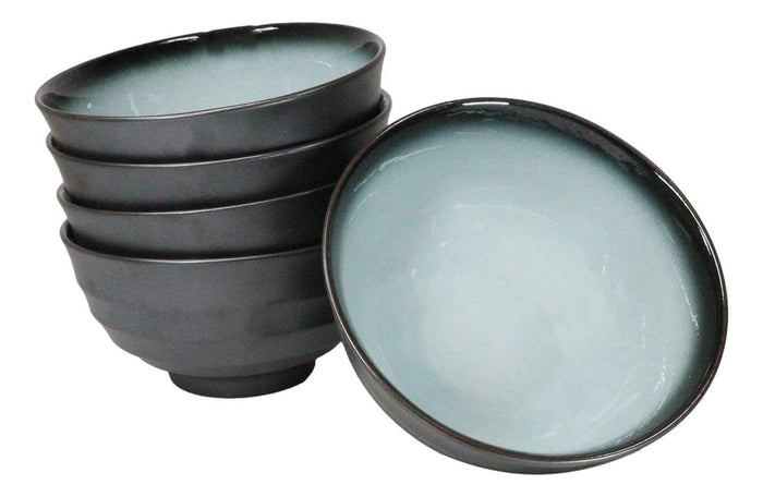 Ebros Gift Pack Of 5 Blue Sky Seikai Art Ceramic Soup Salad Rice Donburi Poke Bowls 24oz