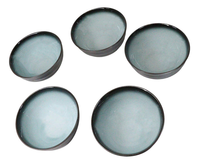 Ebros Gift Pack Of 5 Blue Sky Seikai Art Ceramic Soup Salad Rice Donburi Poke Bowls 24oz