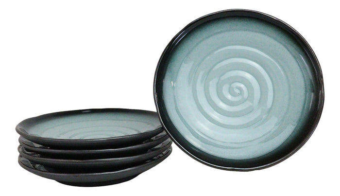 ebros gift Pack Of 5 Blue Sky Seikai Collection Porcelain Round Dinner Plates 8.75" D