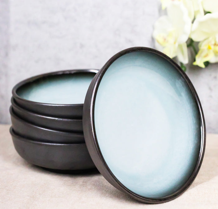 ebros gift Pack Of 5 Blue Sky Seikai Collection Shallow Bowl Or Deep Plates 10oz Serveware