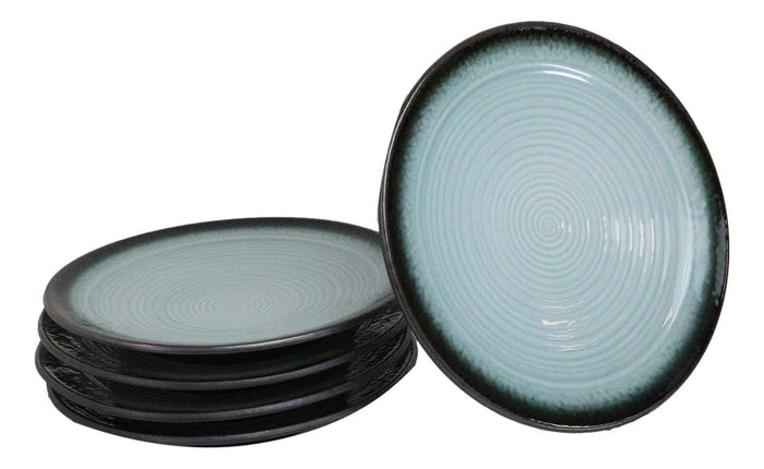 ebros gift Pack Of 5 Ceramic Blue Sky Seikai Collection Large Round Dinner Plates 10" D