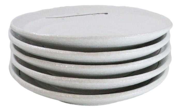 Ebros Gift Pack Of 5 Ceramic Yukino Hana Collection Porcelain Round Dinner Plates 8.75" D