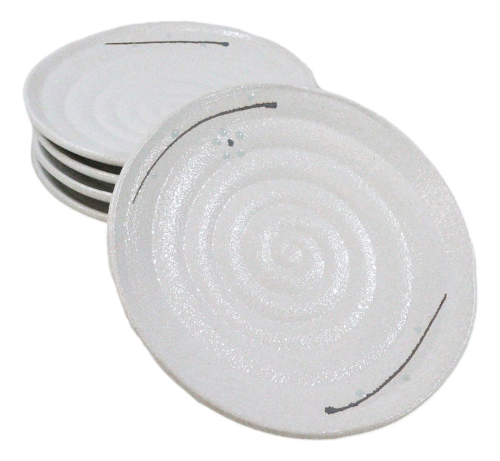 ebros gift Pack Of 5 Ceramic Yukino Hana Collection Porcelain Round Dinner Plates 8.75" D