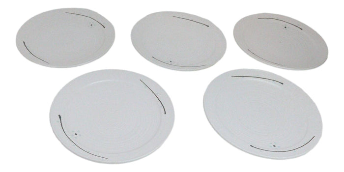 Ebros Gift Pack Of 5 Ceramic Yukino Hana Snow Collection Large Round Dinner Plates 10" D