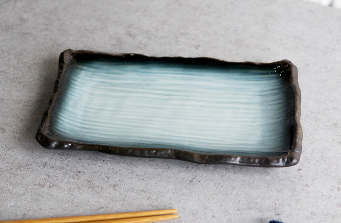 ebros gift Pack Of 5 Ceramic Zen Blue Appetizer Dessert Lunch Sushi Entree 8.75"X5" Plates