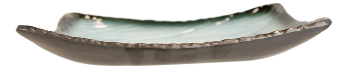 Ebros Gift Pack Of 5 Ceramic Zen Blue Dinner Salad Sushi Entree Curved Platter Plate 10.5"L