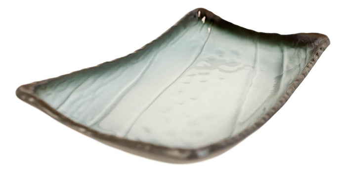 Ebros Gift Pack Of 5 Ceramic Zen Blue Dinner Salad Sushi Entree Curved Platter Plate 10.5"L