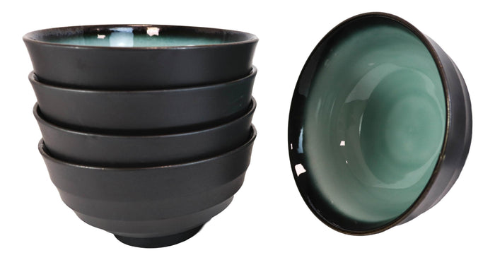 Ebros Gift Pack Of 5 Ceramic Zen Blue Donburi Noodles Cereal Rice Soup Dinner Bowls 38oz