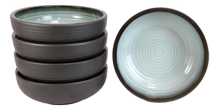Ebros Gift Pack Of 5 Ceramic Zen Blue Large Dinner Soup Noodles Donburi Rice Bowls 42oz
