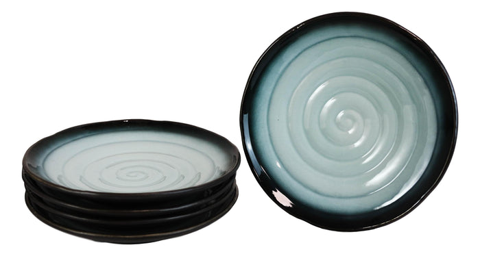 Ebros Gift Pack Of 5 Ceramic Zen Blue Lunch Salad Appetizer Deep Plates Or Shallow Bowls