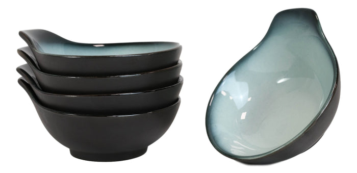 Ebros Gift Pack Of 5 Ceramic Zen Blue Tempura Dipping Sauce Condiment Bowls With Handle