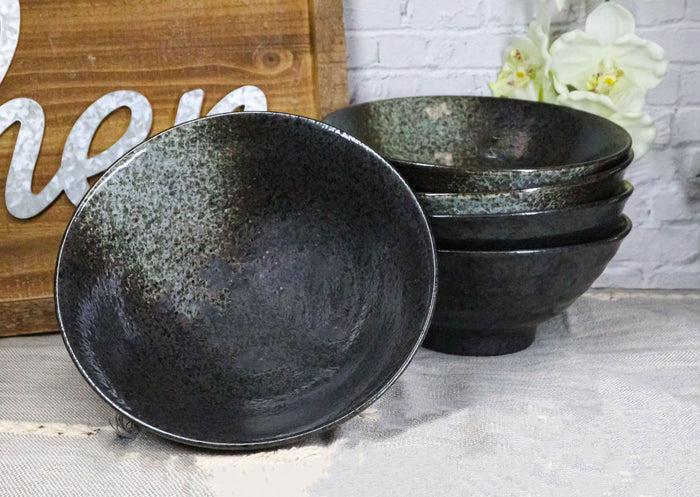 ebros gift Pack Of 5 Charcoal Grey Tone Hakumu Collection Large Ramen Soup Dinner Bowl 40oz