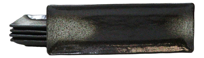 ebros gift Pack Of 5 Charcoal Grey Tone Hakumu Collection Rectangular Serving Platters 14"L