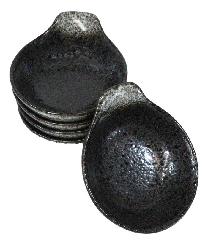 Ebros Gift Pack Of 5 Charcoal Grey Tone Hakumu Small Ponzu Miso Soup Bowls With Handle 5oz
