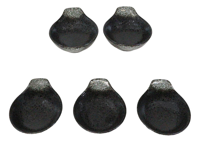 Ebros Gift Pack Of 5 Charcoal Grey Tone Hakumu Small Ponzu Miso Soup Bowls With Handle 5oz