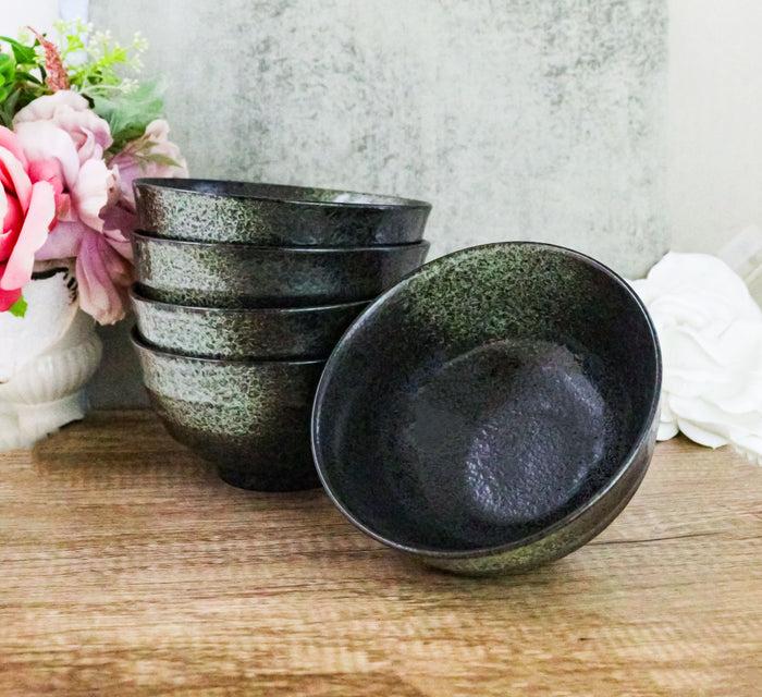 ebros gift Pack Of 5 Grey Tone Hakumu Ceramic Soup Salad Rice Donburi Poke Bowls 24oz