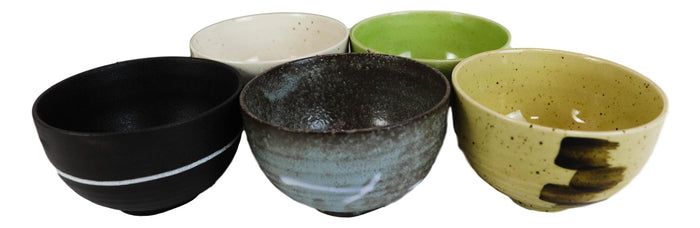 Ebros Gift Pack Of 5 Made In Japan Colorful Brush Art Kiln Natural Glazed Ceramic Bowls