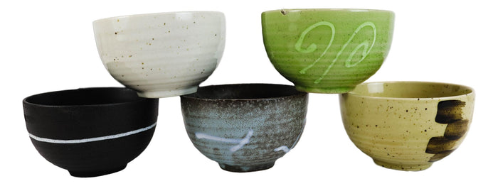 Ebros Gift Pack Of 5 Made In Japan Colorful Brush Art Kiln Natural Glazed Ceramic Bowls