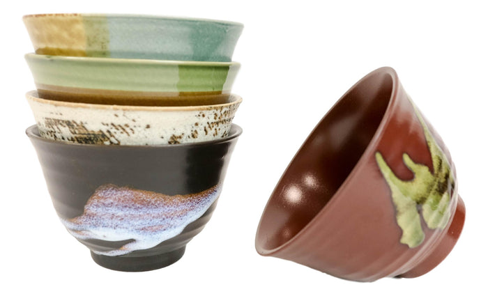 Ebros Gift Pack Of 5 Made In Japan Colorful Gradient Art Kiln Natural Glazed Ceramic Bowls