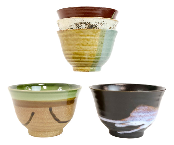Ebros Gift Pack Of 5 Made In Japan Colorful Gradient Art Kiln Natural Glazed Ceramic Bowls