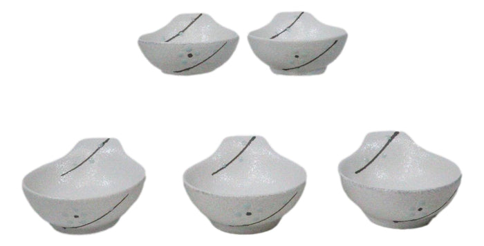 Ebros Gift Pack Of 5 Yukino Hana Ceramic Ponzu Sauce Soup Shallow Bowls With Handle 5oz