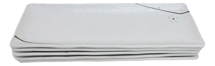 Ebros Gift Pack Of 5 Yukino Hana Collection Ceramic Rectangular Serving Platter 14" Long