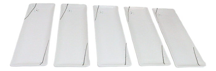 Ebros Gift Pack Of 5 Yukino Hana Collection Ceramic Rectangular Serving Platter 14" Long