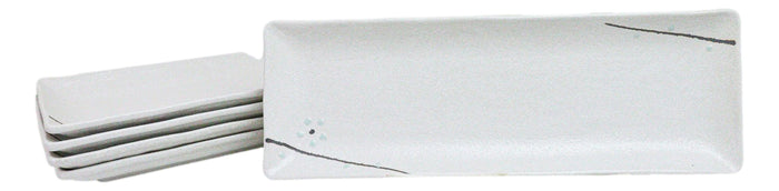 ebros gift Pack Of 5 Yukino Hana Collection Ceramic Rectangular Serving Platter 14" Long