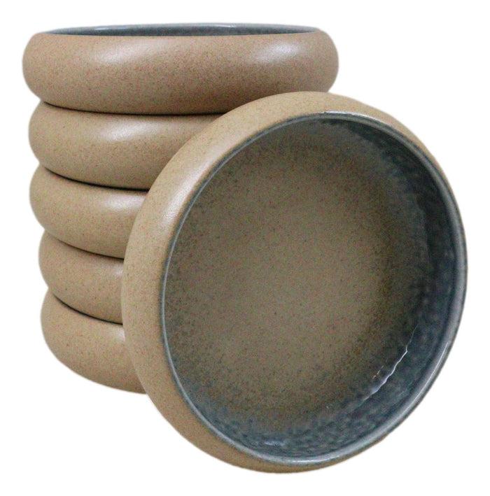 ebros gift Pack of 6 Ao Nagashi River Round Appetizer Salad Banchan Deep Dish Plates 5"D