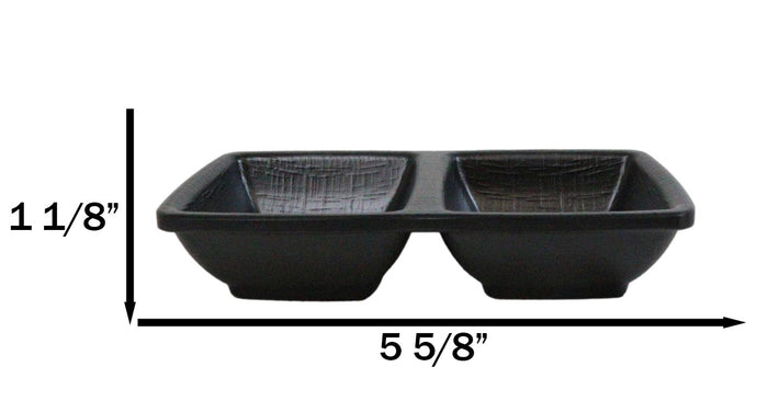 Ebros Gift Pack Of 6 Black Silk Melamine 2 Partition Condiment Sauce Dipping Bowl Or Dishes